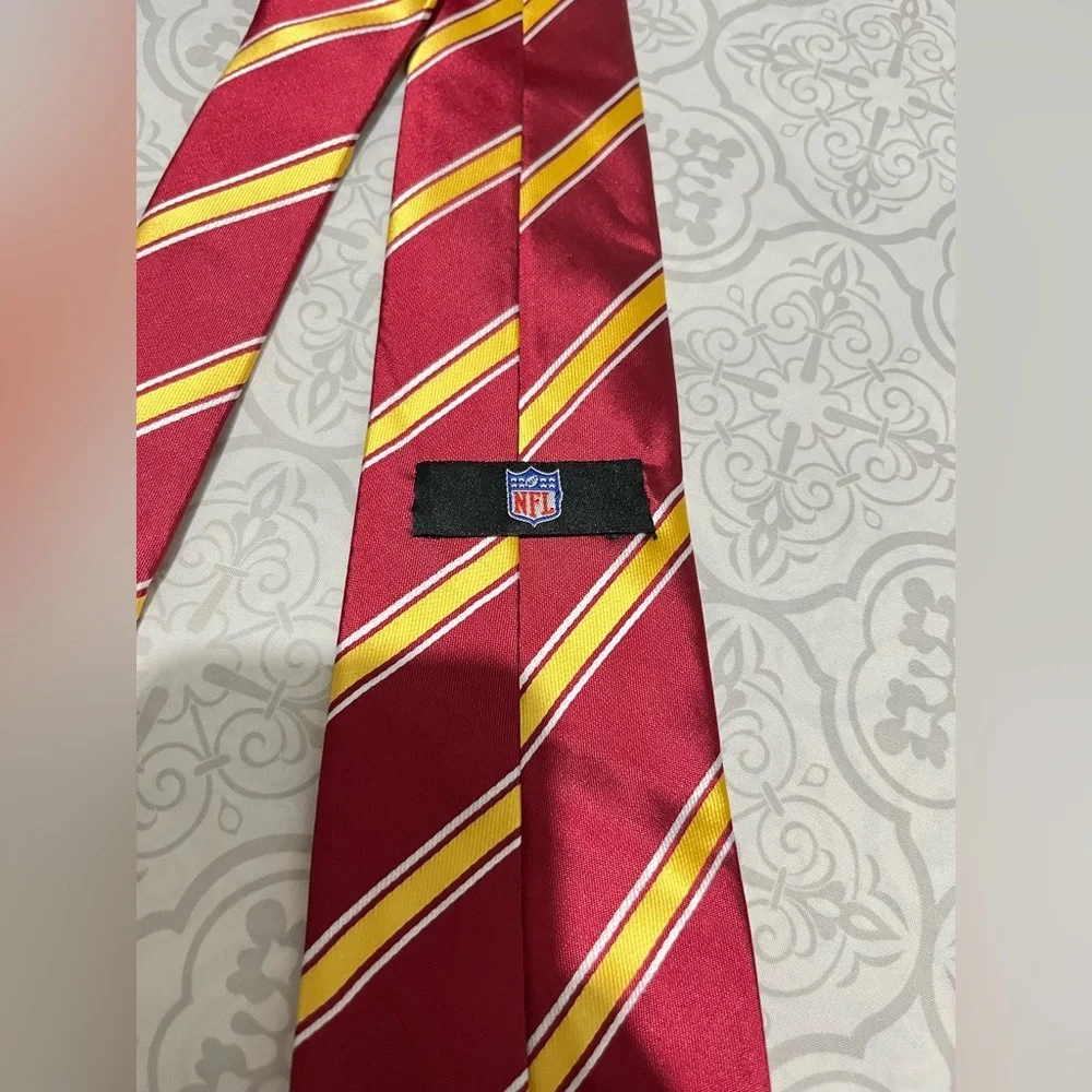 NFL Kansas City Chiefs Red, White, & Yellow Men's Striped Tie w/ logo at bottom